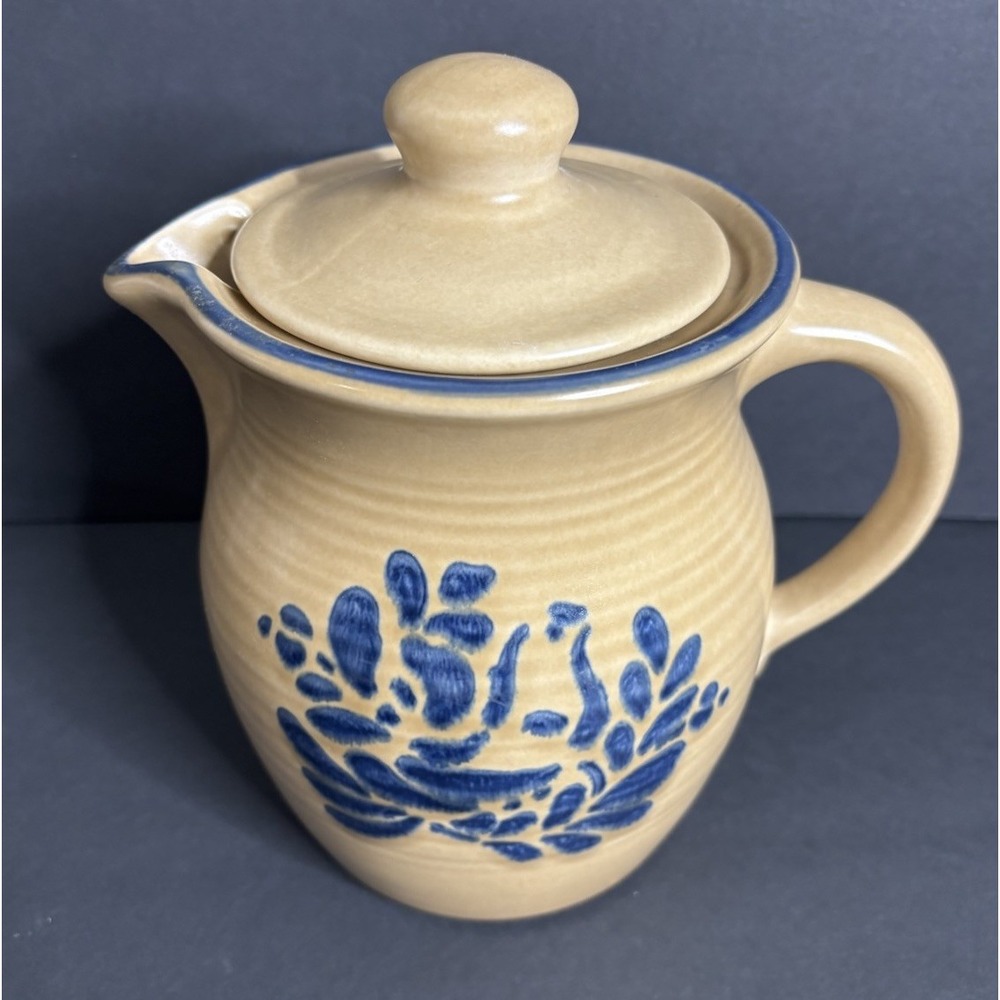 Pfaltzgraff Folk Art Beverage Server with Lid #490 Blue Bird 48 oz Vintage USA